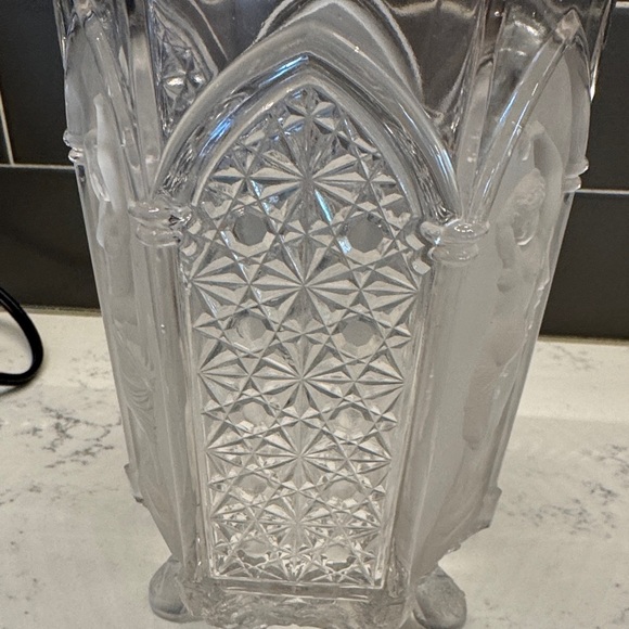 Vintage Clear and Frosted Glass Vase - Picture 4 of 12